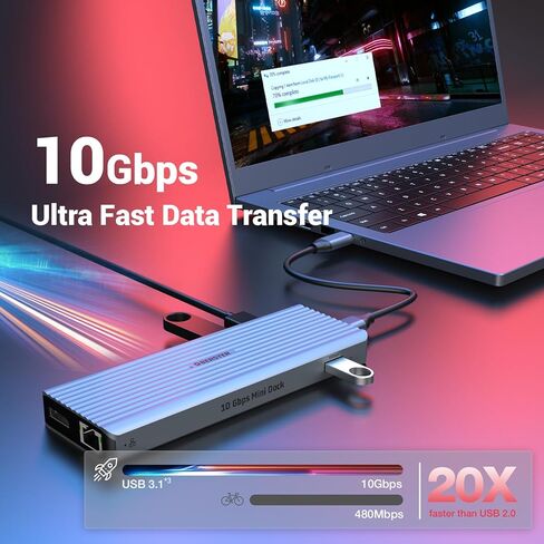 قاعدة إرساء USB C من OBERSTER، محور USB C مع مخرجات فيديو مزدوجة 4K@60 هرتز، (3 × USB 3.1 10 جيجابت/ثانية، 2 × HDMI، 2 × DP، 100 وات PD، جيجابت إيثرنت وصوت) لنظام التشغيل Windows وM1 Mac in Saudi Arabia