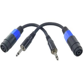 1/4 to speakon Adapter,1/4" ts Male to speakon Adapter Patch Speaker Cable,6in 2 Pack
