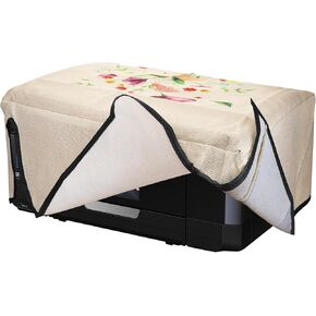 kwmobile Linen Printer Cover Compatible with Epson Expression Premium XP-830 Case - Watercolor Flowers Dusty Pink / Violet / Yellow