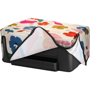 kwmobile Linen Printer Cover Compatible with Epson Workforce Pro WF-3725DWF / 4725DWF Case - Colorful Flowers Dark Pink/Dark Blue/Cream