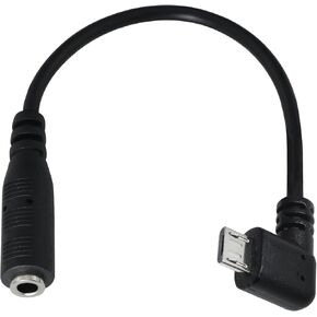 Micro USB to 3.5mm Jack Audio Adapter Cable Black Right Angled Micro USB Male to 4 Pole 3.5mm Female Audio Cable Cord for Active Clip Mic Microphone Convert Adapter