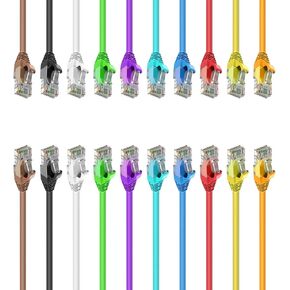 1ft Cat6 Ethernet Cable LAN Network Gigabit Cable RJ45 High Speed Patch Cord, 1 Feet, for Xbox, PS4, PS3, Modem, Router, LAN, Switch and more, 4 Color Combo Pack, ED158714