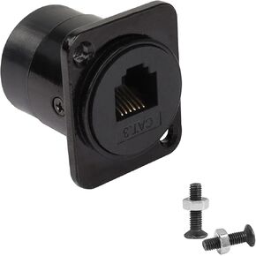 QIANRENON RJ11/RJ12 6P6C Panel Mount Feedthrough Connector CAT3 RJ12 Female to Female Telephone Line Straight Through Jack,XLR Panel/D Type Panel Mount,for Telephone Communication Alarm Voice System