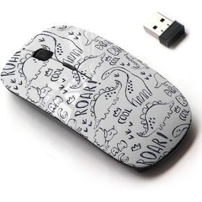 2.4G Wireless Mouse with Cute Pattern Design for All Laptops and Desktops with Nano Receiver - Cute Dinosaurs Lettering Funny