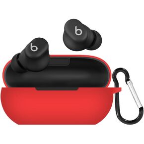 Case for Beats Solo Buds Wireless Earbuds, Headphone Accessories Keychain Soft Silicone Protective Cover Portable Anti-Shock (Red)