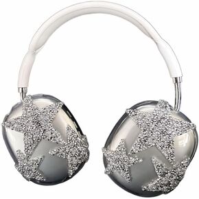 Case cover for AirPods Max,3D cute stars Silver Luxurious Design,Clear Crystal Glitter Shining Bling Diamonds TPU soft Case for AirPod Max Suitable for Ladies Girls Gifts