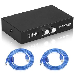 EEEKit Bundle for Printer Switch, 2 Port USB 2.0 Manual Printer Scanner Sharing Switch Hub 2 PC to 1 Splitter Adapter, 2 Pack USB A to B Printer Cable