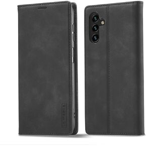 QLTYPRI Folio Wallet Case with Card Slot for Samsung Galaxy A35 5G, Classic Matte Vintage PU Leather Kickstand Magnetic Closure Shockproof Anti-Impact Flip Cover for Galaxy A35 - Brown