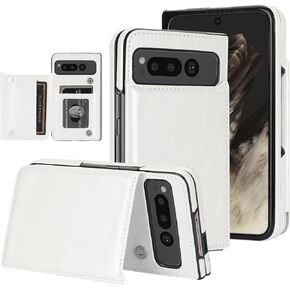 NINKI Compatible with Google Pixel Fold Wallet Case with Kickstand,Matte PU Leather Protective Shockproof Anti-Scratches Anti-Drop Card Holder Wallet Case with for Google Pixel Fold 2023 Black