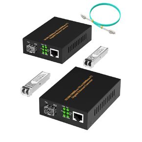 1.25G/s Bidi Gigabit Single-Mode Fiber Ethernet Media Converter (MultiMode LC Dual Port with OM3 Cable)