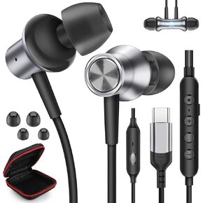 USB C Headphone Karaoke Wired Earphone for iPhone 15 Samsung S24 S23 Google Pixel 8a Female Male Children Voice Recording Studio Game Mode Type C Earbuds In-Ear Noise Canceling Corded Headset with Mic