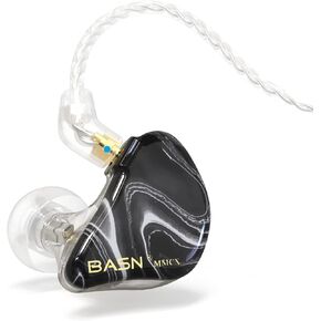 BASN MMCX in Ear Monitor Headphones, Musicians Triple Driver Noise Isolating Earphones with 2 Upgraded Detachable Cables (Ice Green)