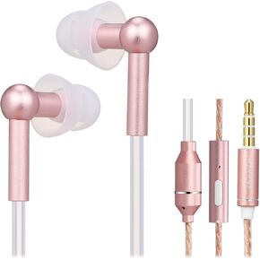 Docooler Air Tube Earbud Headphone Anti-Radiation in-Ear Headset EMF-Free Wired Stereo Earphone with Microphone & Volume Control - Compatible with Smart Devices - Gold