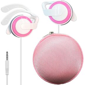 Earbuds Set with Case for Kids for School, Wired Over-Ear 3.5mm Headphones for Phone and PC, Wrap Around Ear Buds with Earhook for Kids 3-8, Comfortable Earphones with Hook.(Black-Football)