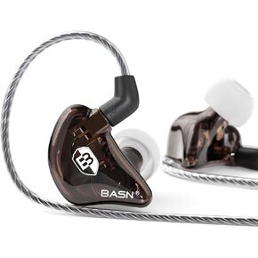 BASN Bsinger PRO in-Ear Monitors Hybrid Dynamic Dual Drivers Two Detachable MMCX Cables Musicians in-Ear Earbuds Headphones (Black)