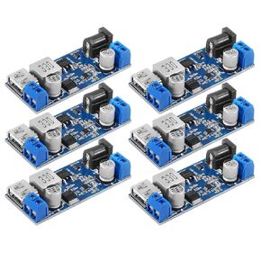 6pcs DC 6V 9V 12V 24V to DC 5V 5A Buck Converter Module, 9-36V Step Down to USB 5V Transformer Dual Output Voltage Regulator Board for Phone Fast Charging