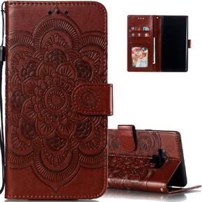 LEECOCO Galaxy Note 9 Case Mandala Embossing Luxury PU Leather Flip Notebook Wallet Bookstyle Magnetic Stand Card Slot Folio Bumper Protection Cover for Samsung Galaxy Note 9 Mandala Black LD