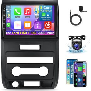 [8 Core 4+64G] Car Radio for Ford F150 F-150 2009-2012 with Wireless Carplay and Android Auto - 9 Inch 1280 * 720 IPS Touchscreen Android Car Stereo - DSP 32EQ/ GPS/WiFi + AHD Backup Camera