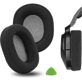 Geekria Comfort Mesh Fabric Replacement Ear Pads for Corsair HS65, HS55 Headphones Ear Cushions, Headset Earpads, Ear Cups Cover Repair Parts (Black)