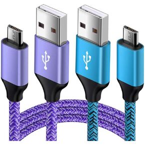 Android Charger Micro USB Cable 2 Pack 6ft Long Braided Cords Fast Charging Compatible for Samsung Galaxy S7 S6 Edge/Active, J8 J7 J3 V, Moto E5 G5 G6 Play, Tablet, PS4 Pro Slim, Note 4 5, LG G3 G4 Q6