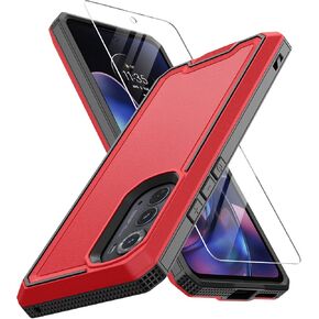 for Motorola Edge 2022 Case, Moto Edge 2022 Heavy Duty Case with Screen Protector, Military Grade Drop Proof Cover, Dual Layer Rugged Protective Shell (Black)