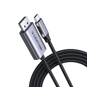 LENTION 6FT USB C to DisplayPort Cable Adapter (4K@60Hz,2K@165Hz) for Mac,Windows,Linux OS,Compatible 2023-2016 MacBook,New iPad/Surface/Mac Air,Dell,XPS,etc,Stable Driver Certified(CU708,Grey)