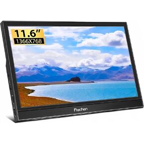 Prechen Portable Monitor,11.6 Inch 1366 * 768 with HDMI USBC Small Monitor Compatibel for PS3 PS4 Raspberry Pi 3 2 1 Mini Monitor with Dual Built-in Speaker&Kickstand