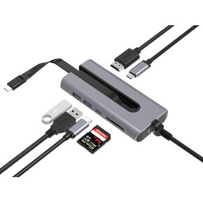 محطة إرساء صغيرة محمولة ذات 7 منافذ USB-C من Rosewill، USB 3.1، 4K HDMI، توصيل طاقة 100 واط، Thunderbolt 3 متوافق مع أجهزة الكمبيوتر المحمولة MacBook & Chromebook، RHUB-100W in Kuwait