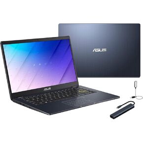 ASUS 14" FHD Laptop, Intel Celeron N4500, 4GB Memory on Board, 64GB eMMC, Intel Iris Xe Graphics, Media Card Reader, Quiet Blue with Accessories