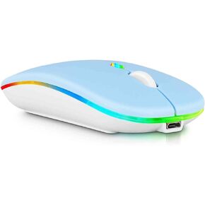 UrbanX Bluetooth Rechargeable Mouse for Dell Latitude 7000 7420 Laptop Bluetooth Wireless Mouse Designed for Laptop/PC/Mac/iPad pro/Computer/Tablet/Android RGB LED Sky Blue