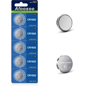CR1632 Lithium Battery 3v Coin – 5 Pack CR 1632 Cell Batteries for Toyota Prius Car Key Fob Remote Tile Tracker Finder Tire Pressure Monitor Sensors Red Dot Garmin Vivofit Watch Battery Replacement