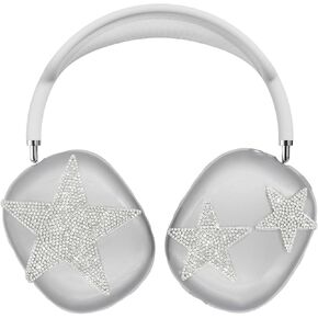 Bling Case Cover for AirPods Max with Sparkling Rhinestones Stars, Cute Clear Soft TPU Protective Cover for Apple AirPods Max for Girls Women (Starry Sky)