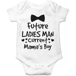 AW Fashions Future Ladies Man, Current Mama's Boy Baby Bodysuit Funny Cute Newborn Adorable Clothing Boys (6 Months, White)