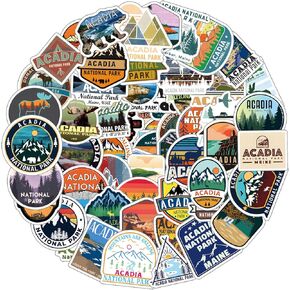 60Pcs Acadia National Park Stickers Pack, Aesthetic Vinyl Waterproof Sticker Decals for Water Bottle,Laptop,Phone,Skateboard,Scrapbooking,Bumper Gifts for Kids Teens Adults Fans for Party Supply