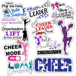Cheer Stickers - Perfect Cheer Gifts for Cheerleaders - Waterproof, Durable 100% Vinyl - Anywhere You Need Cheer Stickers for Water Bottles, Laptop, Car Decal, Party Giveaways