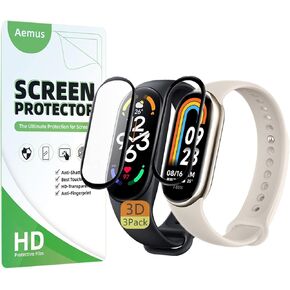 Compatible for Xiaomi Mi Band 9 Screen Protector (3 Pack) 3D Curved Soft Edge Film, Compatible for Mi Band 7, Band 8 Smart Bracelet Protective Film