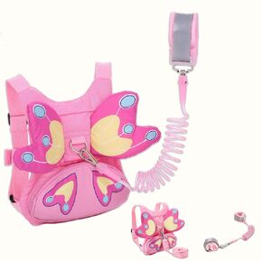Toddlers Leash + Anti Lost Wrist Link Child Kids Safety Harness Kids Walking Wristband Assistant Strap Belt for Girl Pink Christmas Gift (PINK2)