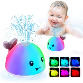 Baby Bath Toys, Whale Bath Toy Sprinkler for Kids Ages 0-2 1-3, Light Up Bathtub Fountain Water Table Pool Toys for Toddlers Infants 6-12 12-18 Months 1 Year Birthday Shower Gifts Newborn Essentials