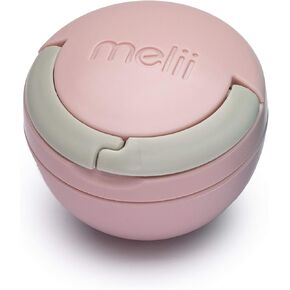 melii Pacifier Pod – رمادي ووردي – حاوية تخزين اللهاية مع مشبك حلقة تسلق