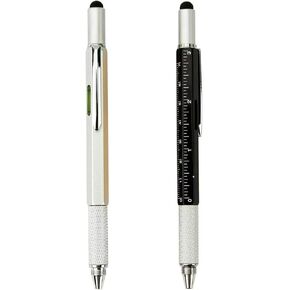 [2-Pack] 5-in-1 Universal Touch Screen Stylus + Ballpoint Pen + Ruler + Level + Screwdriver for Phone Tablet PC iPhone iPad Samsung LG