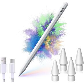 Stylus Pen for iPad, 13 mins Fast Charging Pad Pencil ， Stylus Pen white, Work for 2018-2023 iPad Air 3/4/5, iPad Mini 5/6, iPad 6/7/8/9/10, iPad Pro 11", iPad Pro 12.9"