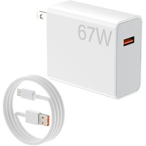67W for Xiaomi Charger Turbo Fast Wall Block for Xiaomi Mi 14 13 12 12t 12s 10 Pro Lite Redmi Note K60 K50 11 11s 12 Pro Plus Poco F5 X5 F4 X4 Gt Black Shark 3 4 5 Pro 5ft Hypercharge Type C Cable