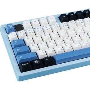 PBT Keycaps 129 Keys Arctic Keycaps Dye-Sublimation Blue White Japanese Keycaps Cherry Profile Custom Keycaps Set for Gateron Kailh Cherry MX Switch Gaming Mechanical Keyboards