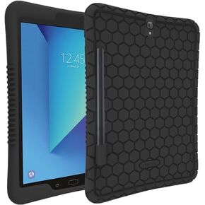 Fintie Honey Comb Case for Samsung Galaxy Tab S3 9.7, Light Weight Shock Proof Silicone Cover with S Pen Holder [Anti Slip] [Kids Friendly] for Tab S3 9.7 (SM-T820/T825/T827) 2017 Release, Black