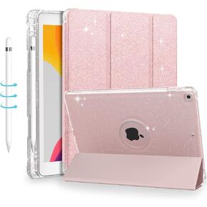 Case for iPad 9th Generation/iPad 8th Generation/iPad 7th Generation (10.2 Inch, 2021/2020/2019 Model) - Slim Folio Smart Glitter Sparkly Shiny Clear Shockproof Protective Cover