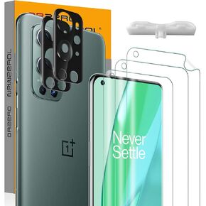 Orzero (3+2) Compatible for OnePlus 9 Pro, 3 Pack Soft TPU Screen Protector (Not Glass) + 2 Pack Camera Lens Protector, with Alignment tool Anti-Scratch Bubble-Free (Lifetime Replacement)