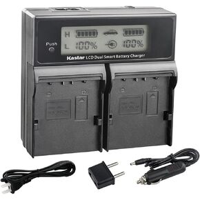Kastar SSL-JVC70 AC LCD Dual Fast Charger Compatible with JVC GY-HM650SC, GY-HM660U, GY-HM660SC, DT-X Monitor Series, JVC GY-LS300, GY-LS300CHU, GY-HMQ10, GY-HMQ10E, GY-HM200 Camera