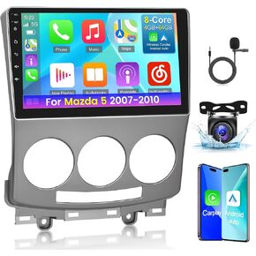 [8 Core 4+64G] Android 13 Car Radio for Mazda 5 2007-2010 with Wireless Carplay and Android Auto - 9 Inch 1280 * 720 IPS Touchscreen Car Stereo - DSP 32EQ / GPS/WiFi + AHD Backup Camera