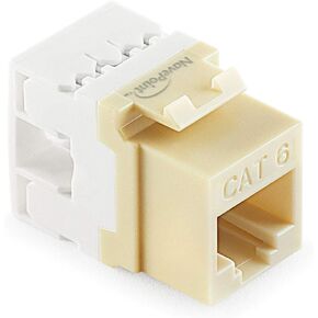 NavePoint 180 Degree Cat6 Keystone Jack, RJ45 Ethernet Connector, Type 110, Ivory 25-Pack