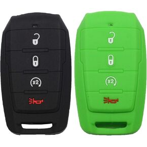 2pcs 4 Buttons Black Silicone Rubber Remote Smart Key Fob Case Cover Protector Holder Compatible with Dodge Ram 1500 2019 2020 2021 2022